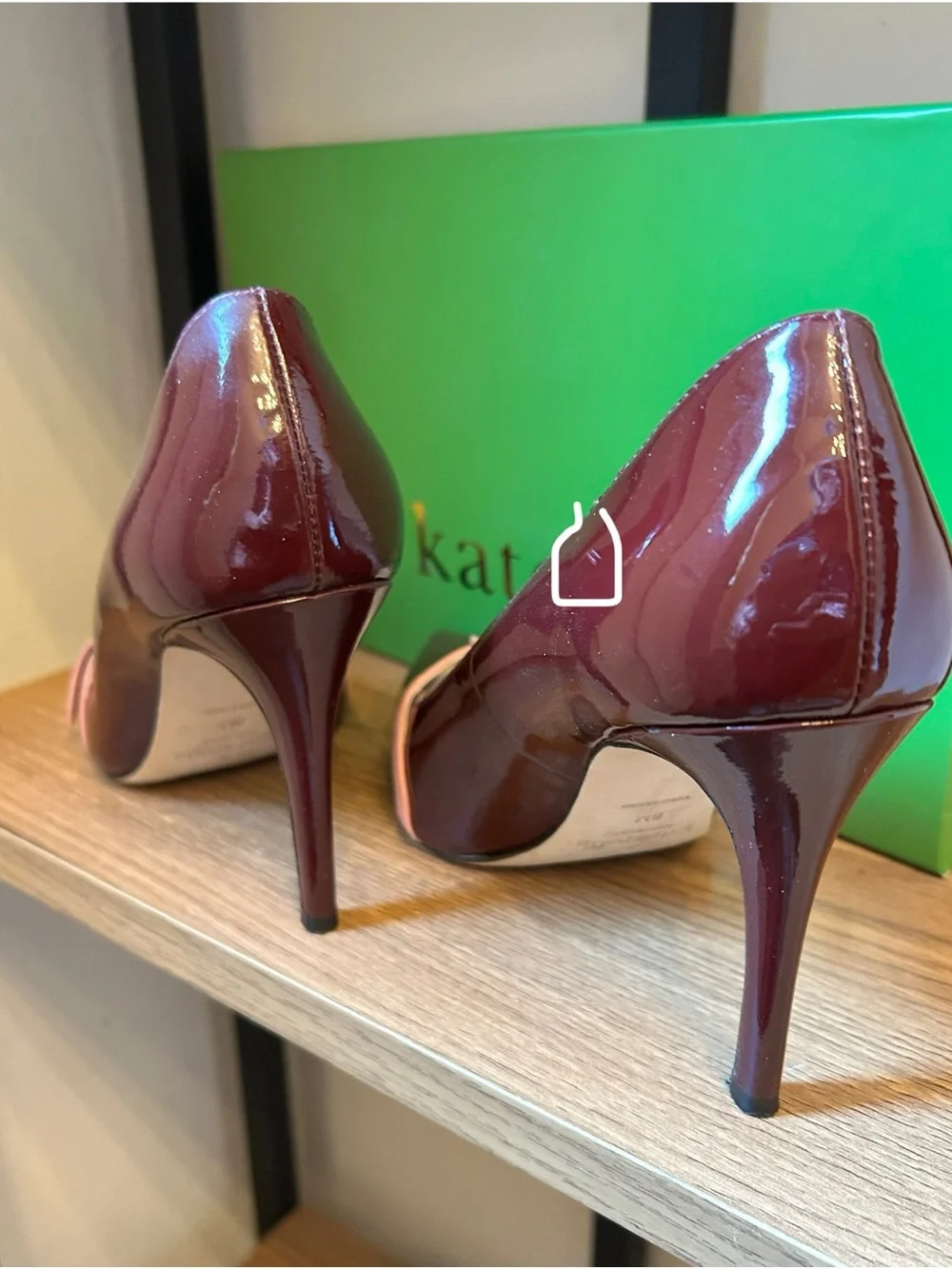 Kate Spade Viola Deep Cherry Patent Pointed-Toe Pumps with Pink Bow Strap - 8B/M - Picture 5 of 6